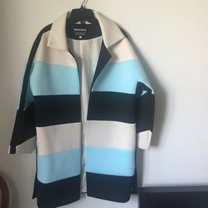 Striped Open Front Coat